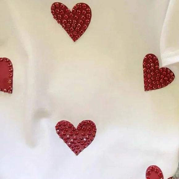 Rhinestone Embellished Red Heart T-shirt | Short Sleeve | XL | NWT - Picture 4 of 9